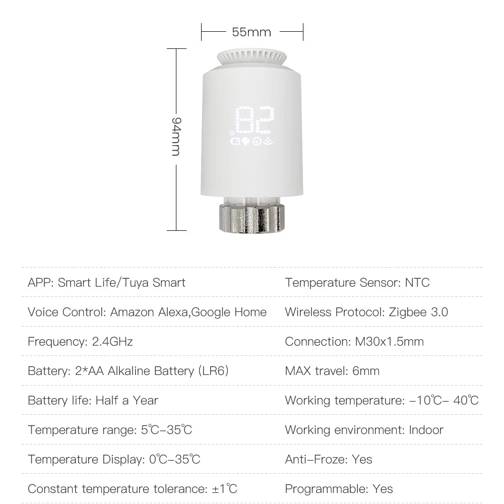 3.0 Smart Radiator Thermostat Valve Works with Alexa