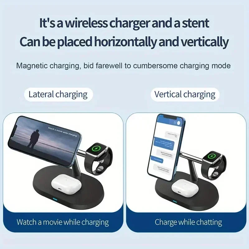 30W 3-in-1 Magnetic Wireless Charger Stand