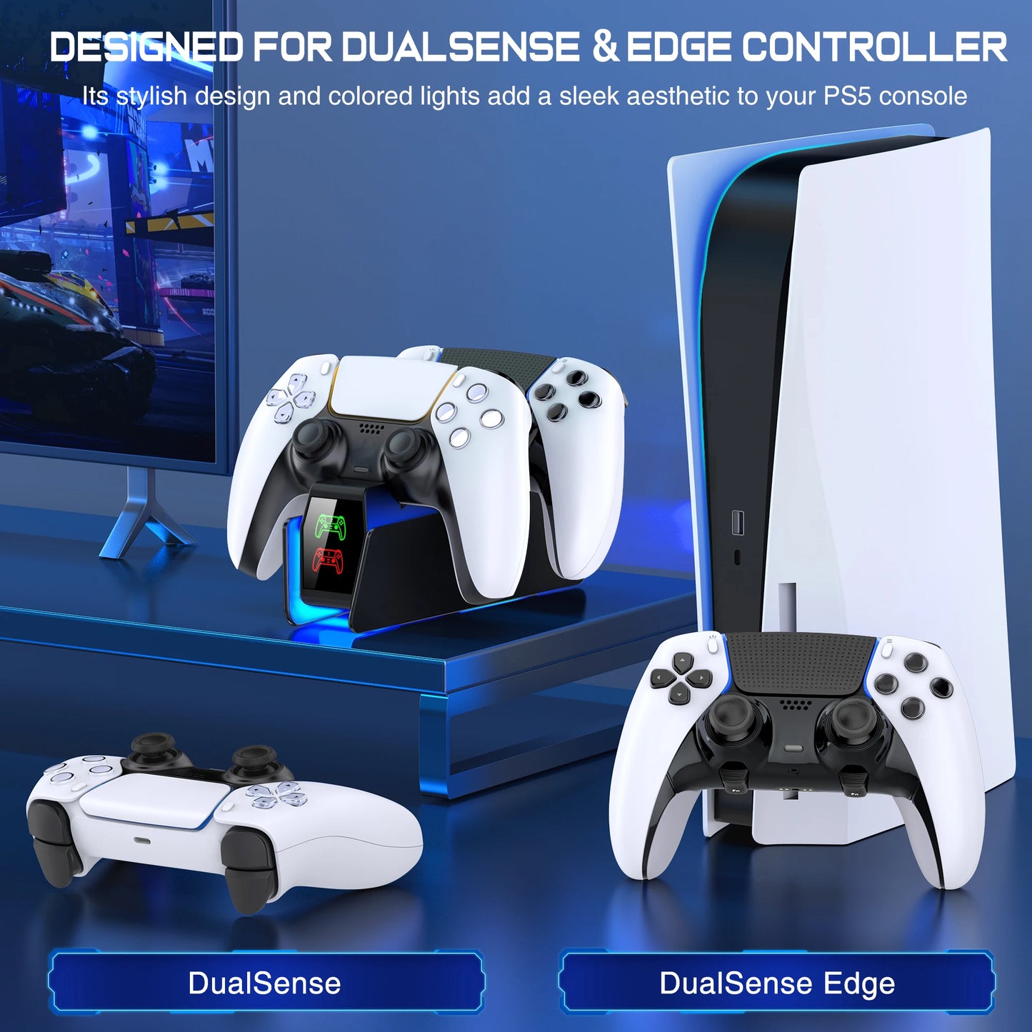 RGB PS5 Controller Charger Fast Charging Station