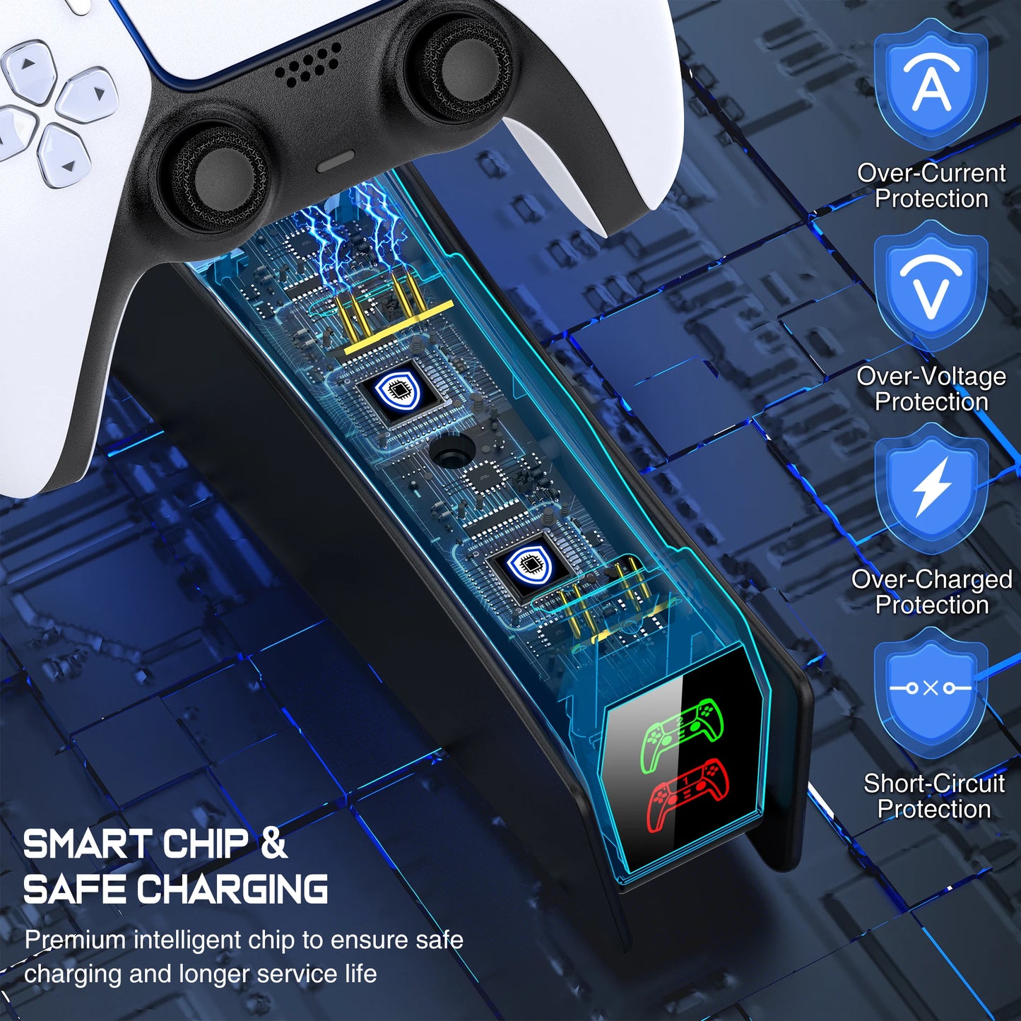 RGB PS5 Controller Charger Fast Charging Station