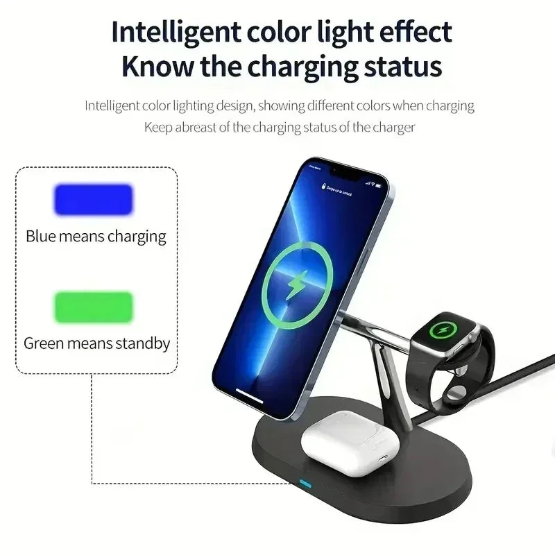 30W 3-in-1 Magnetic Wireless Charger Stand