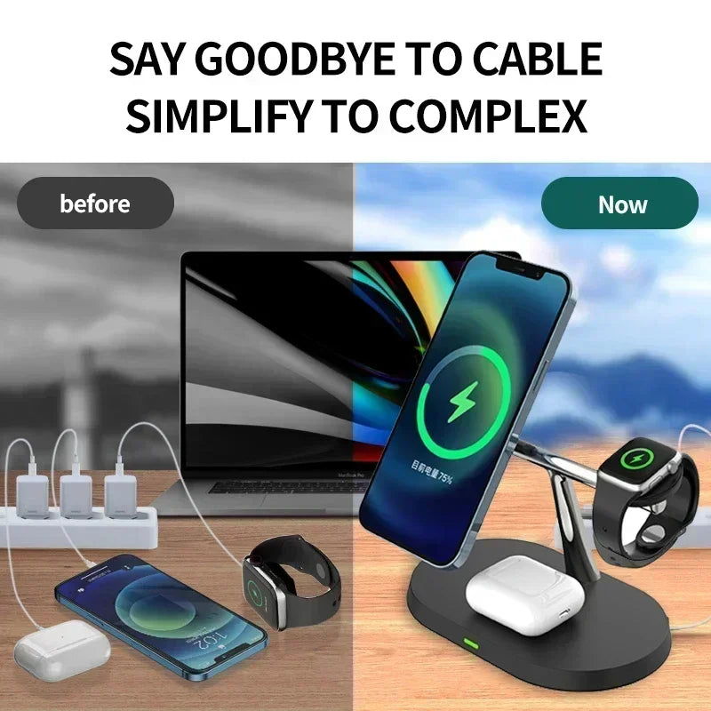30W 3-in-1 Magnetic Wireless Charger Stand