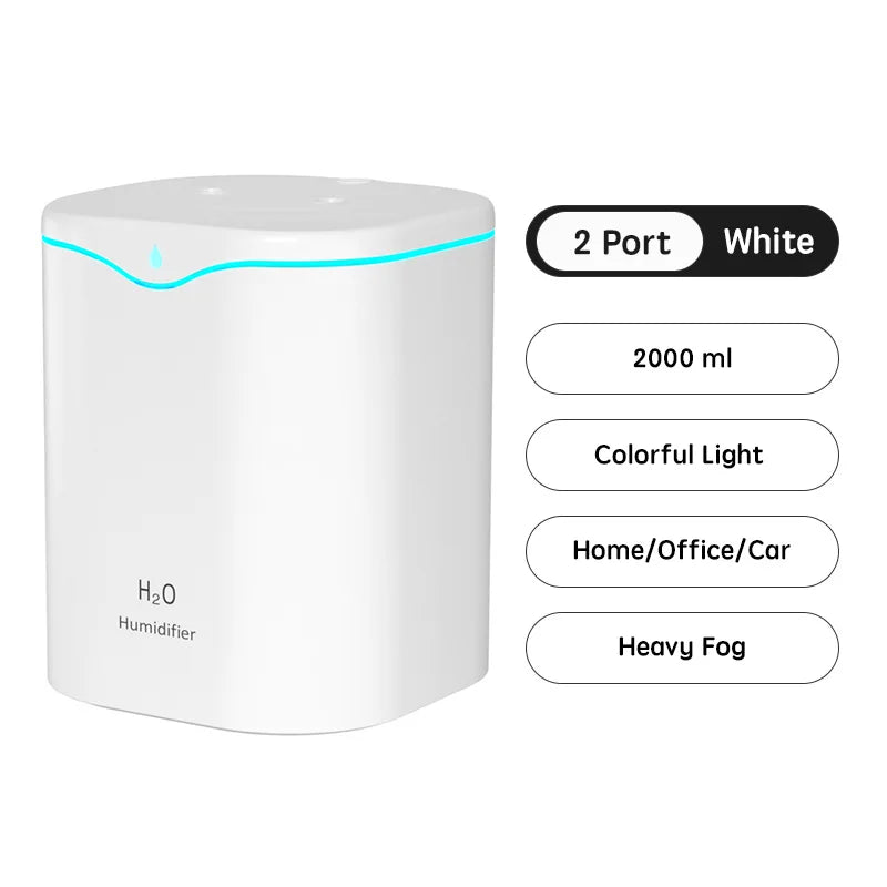 2000ml Dual Spray USB Humidifier